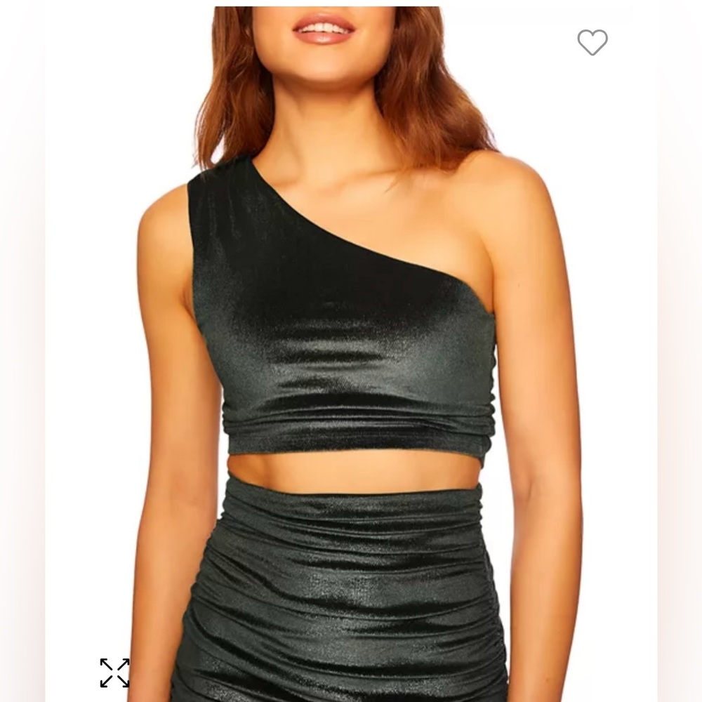 Susana Monaco Shimmer One Shoulder Crop Top Medium NWT